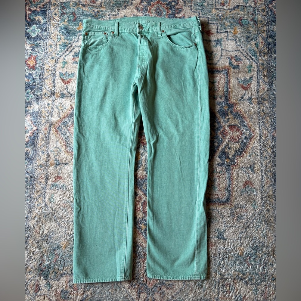 Levi’s 501 Turquoise Button-Fly Jeans Size 37 - Picture 2 of 4